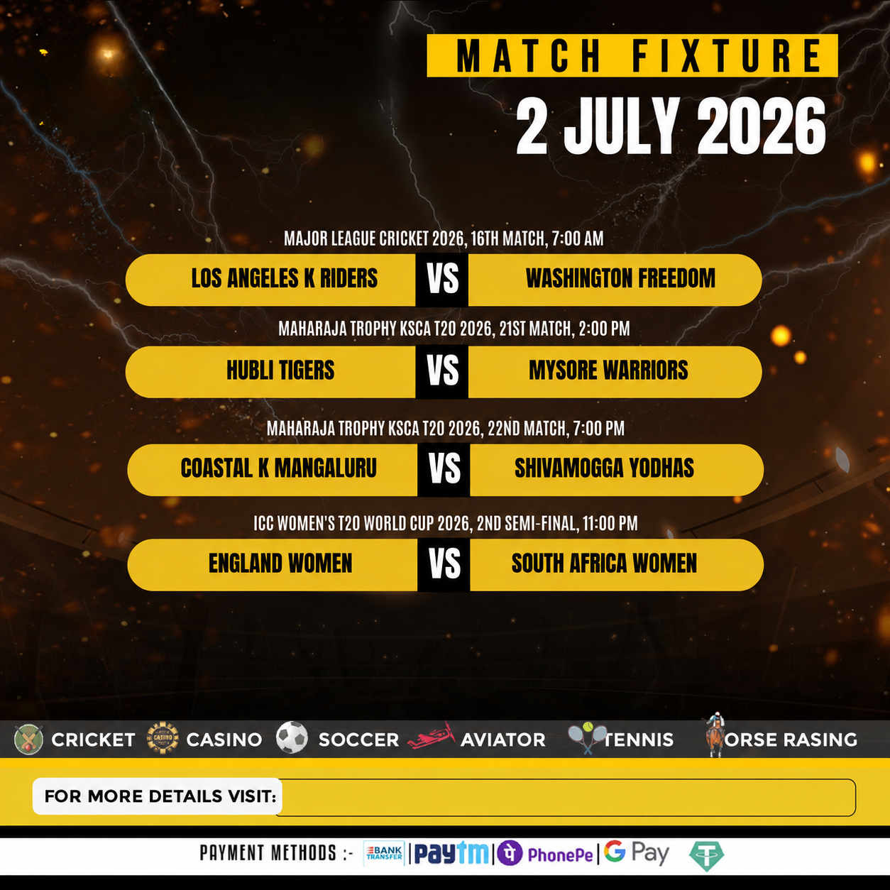 Match Fixture Social Media Post Design