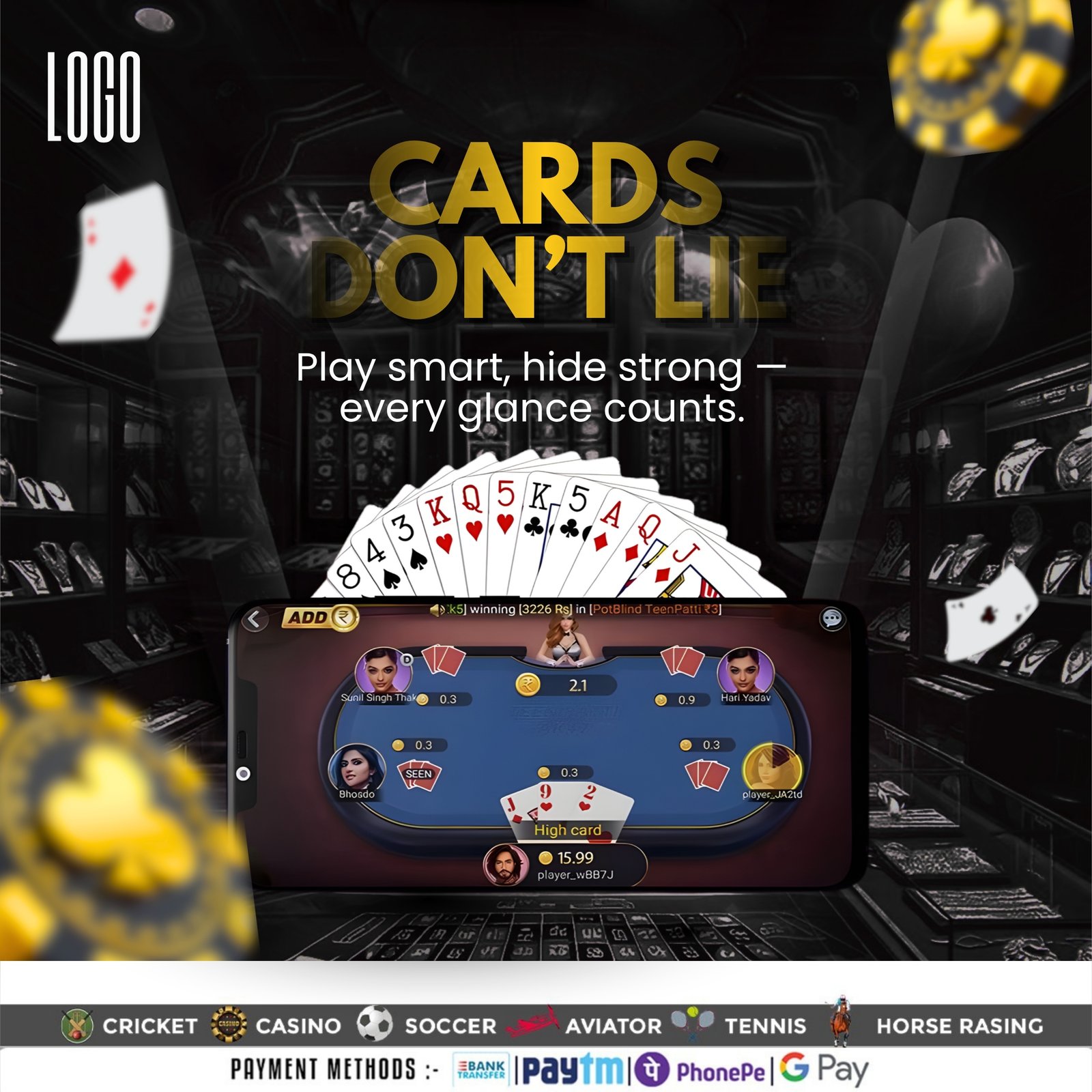 Cards Don’t Lie Casino Promotional Post Design